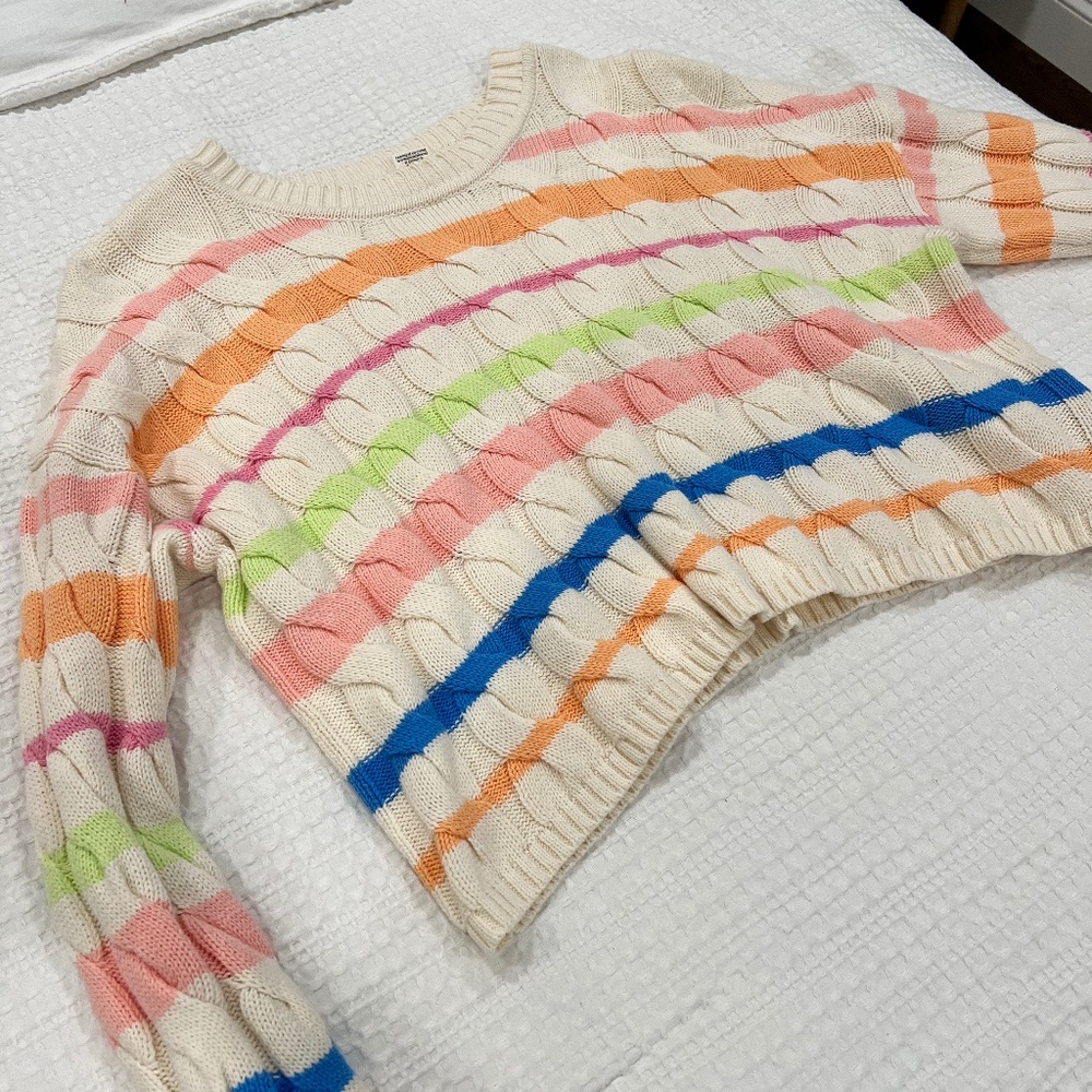 Women's Colorful Striped Sweater - Summer aesthetic, Spring, Knit Sweater -small